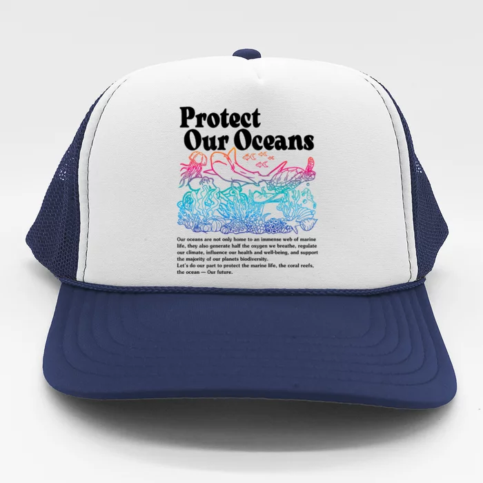 Protect Our Oceans Save Earth World Ocean Day Trucker Hat