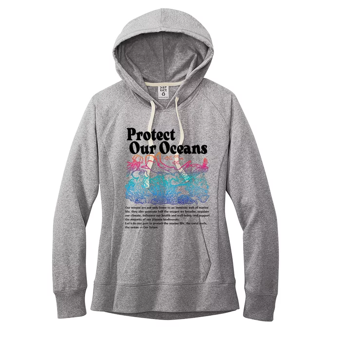 Protect Our Oceans Save Earth World Ocean Day Women's Fleece Hoodie