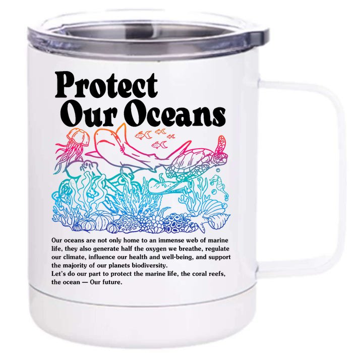 Protect Our Oceans Save Earth World Ocean Day Front & Back 12oz Stainless Steel Tumbler Cup