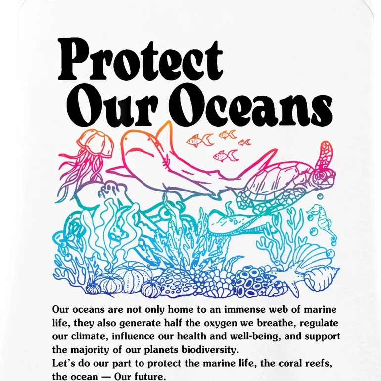 Protect Our Oceans Save Earth World Ocean Day Ladies Essential Tank