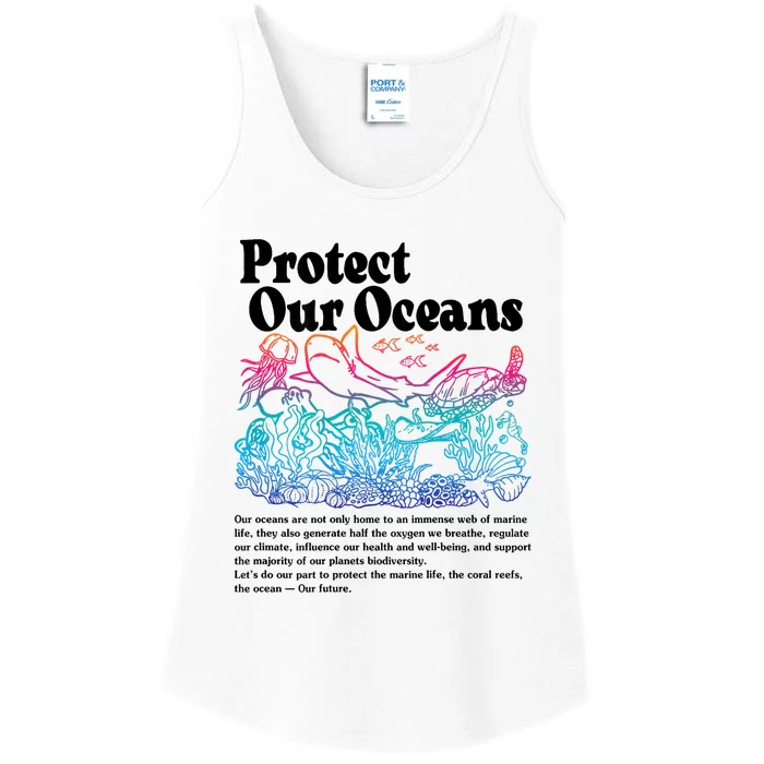 Protect Our Oceans Save Earth World Ocean Day Ladies Essential Tank