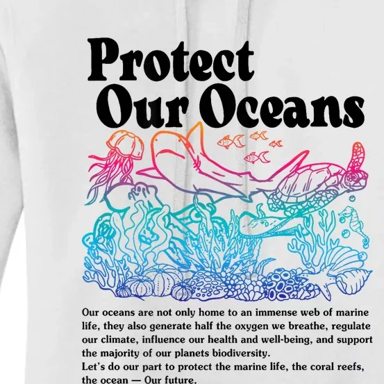 Protect Our Oceans Save Earth World Ocean Day Women's Pullover Hoodie