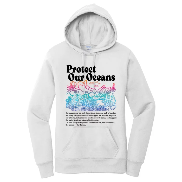 Protect Our Oceans Save Earth World Ocean Day Women's Pullover Hoodie