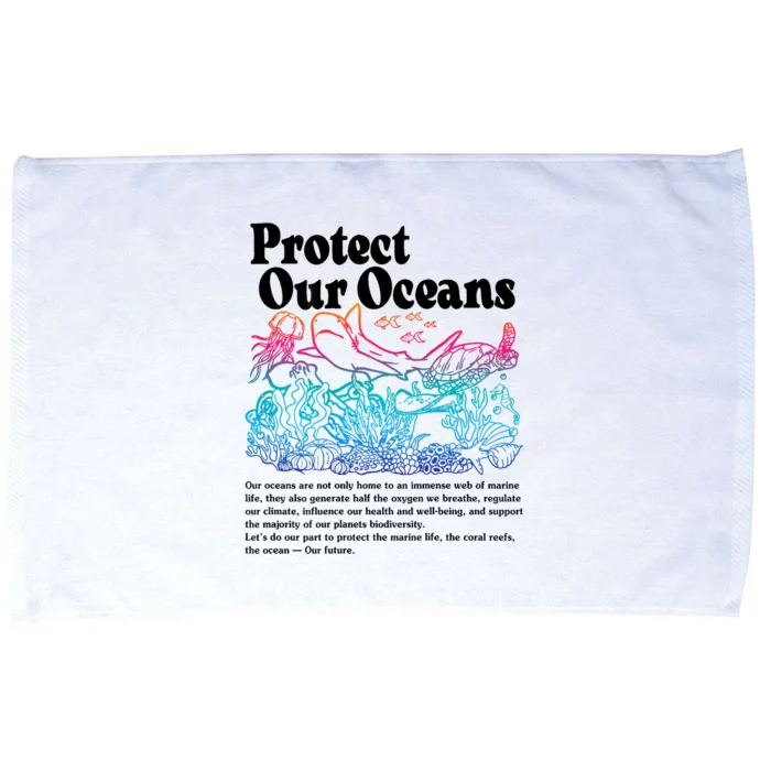 Protect Our Oceans Save Earth World Ocean Day Microfiber Hand Towel