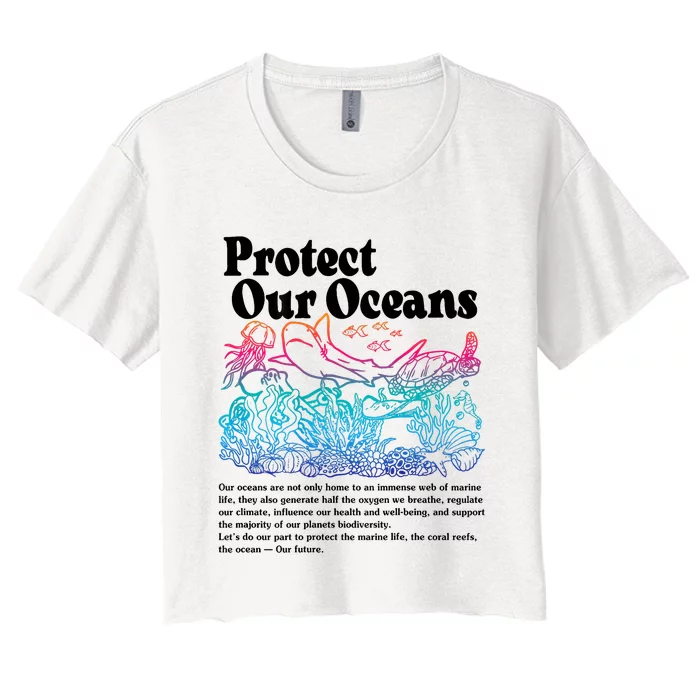 Protect Our Oceans Save Earth World Ocean Day Women's Crop Top Tee