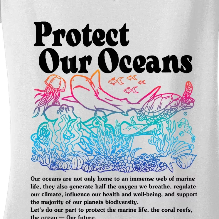 Protect Our Oceans Save Earth World Ocean Day Women's V-Neck T-Shirt