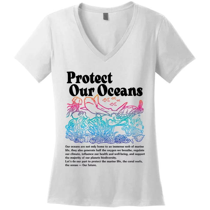 Protect Our Oceans Save Earth World Ocean Day Women's V-Neck T-Shirt