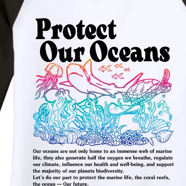 Protect Our Oceans Save Earth World Ocean Day Women's Tri-Blend 3/4-Sleeve Raglan Shirt