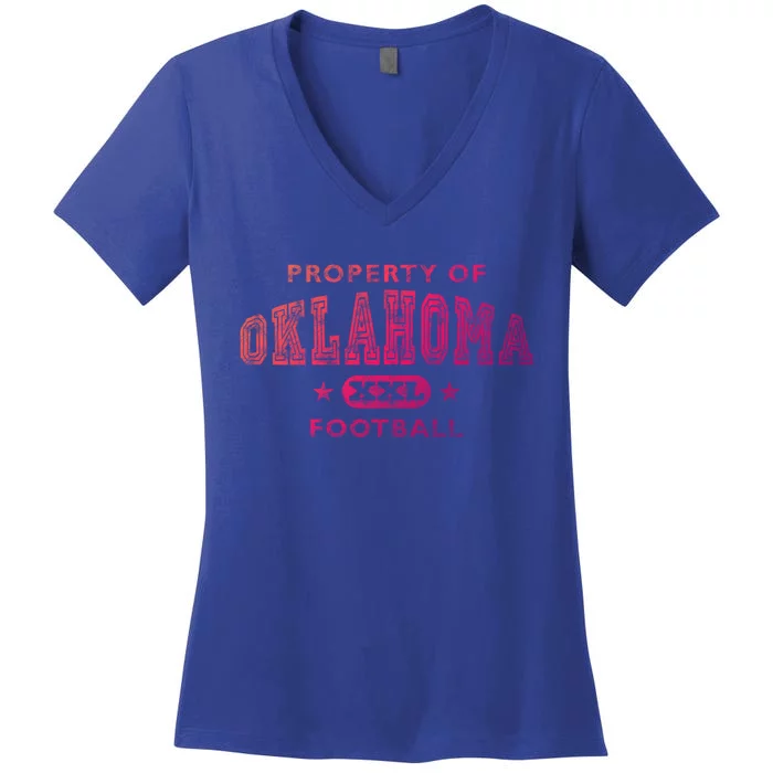 Property Of Oklahoma Football Xxl Gift Women's V-Neck T-Shirt