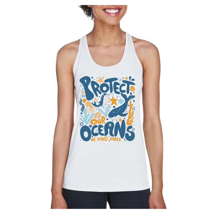 Protect Our Oceans Respect Locals Apparel Beach Lover Women's Racerback Tank