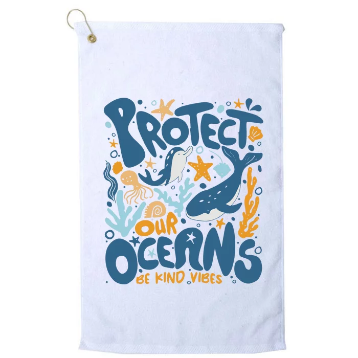 Protect Our Oceans Respect Locals Apparel Beach Lover Platinum Collection Golf Towel