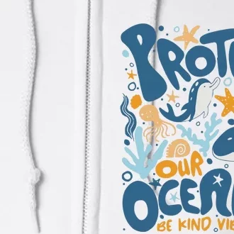 Protect Our Oceans Respect Locals Apparel Beach Lover Full Zip Hoodie