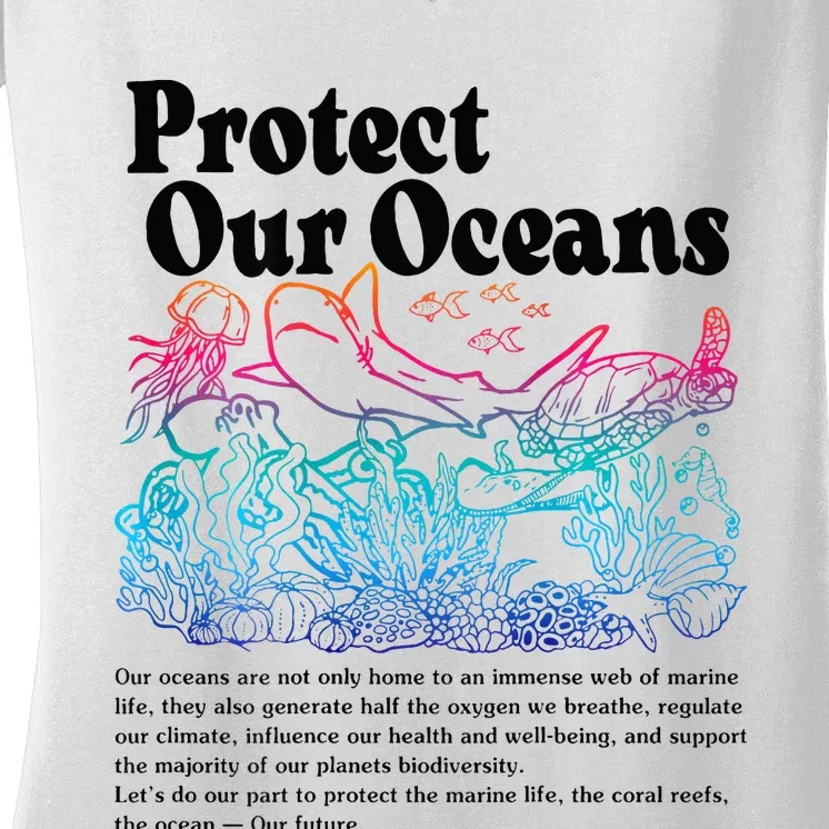 Protect Our Oceans Save Earth World Ocean Day Women's V-Neck T-Shirt