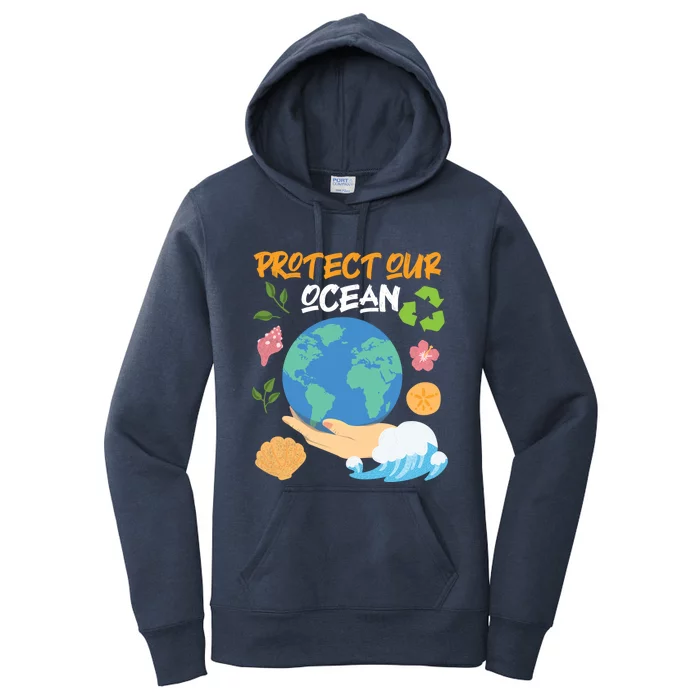 Protect Our Ocean Earth Day Design Gift Women's Pullover Hoodie