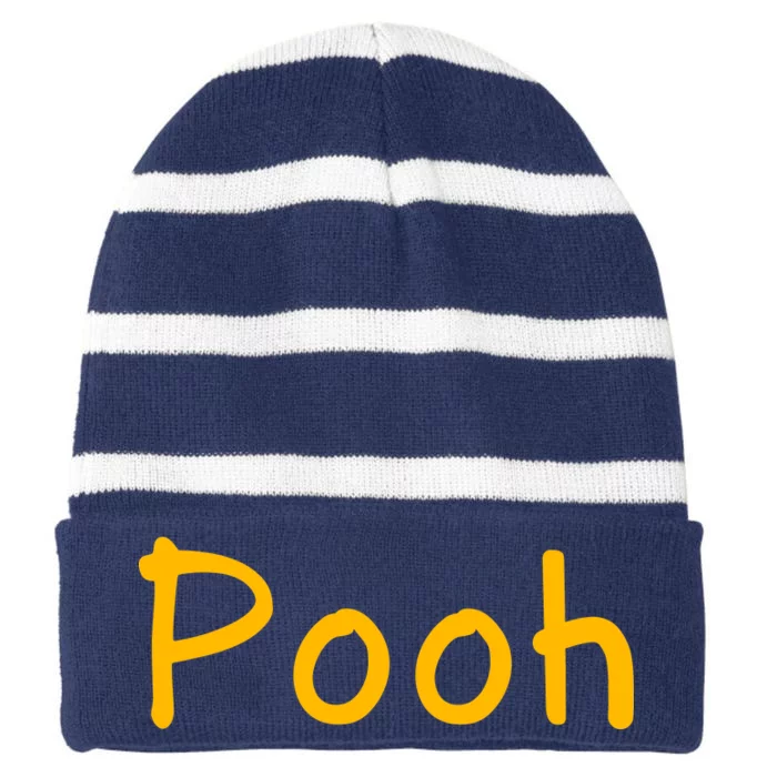 Pooh Nickname Striped Beanie with Solid Band