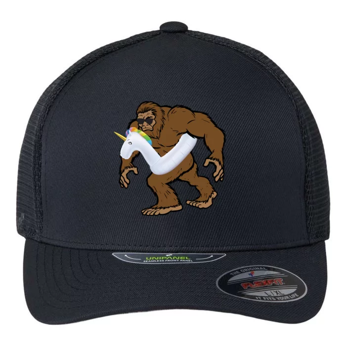 Pool Party Bigfoot Unicorn Float  Sasquatch Flexfit Unipanel Trucker Cap