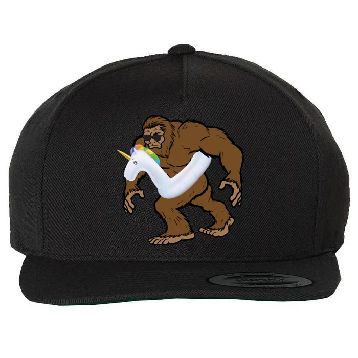 Pool Party Bigfoot Unicorn Float  Sasquatch Wool Snapback Cap