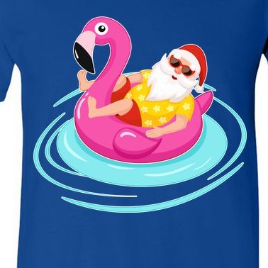 Pool Party Santa Christmas in July V-Neck T-Shirt