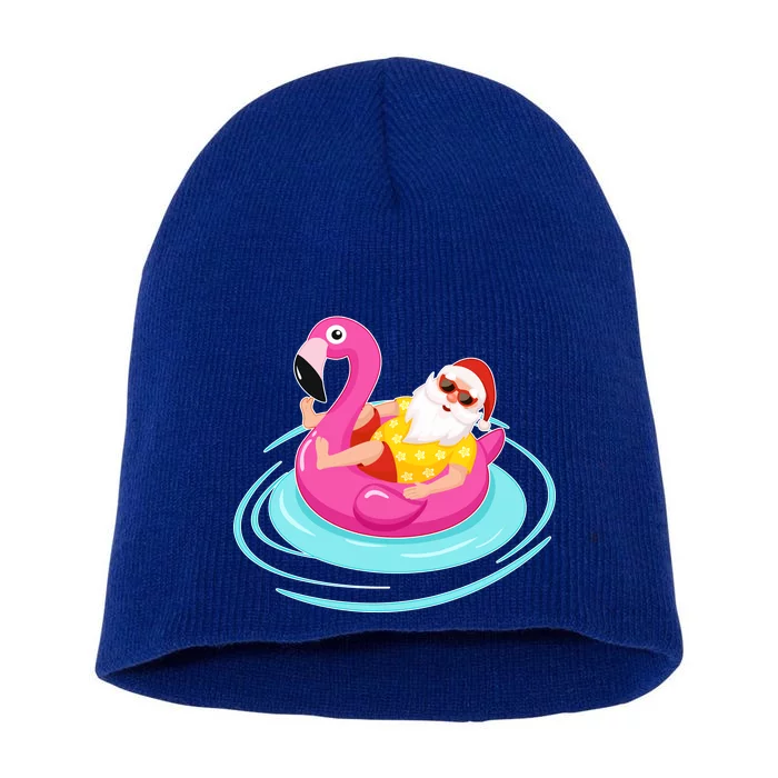 Pool Party Santa Christmas in July Short Acrylic Beanie