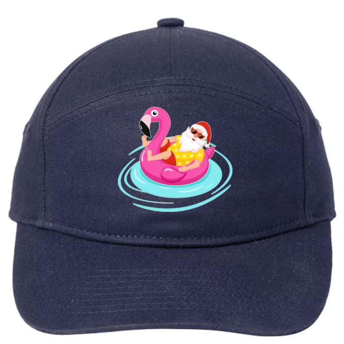 Pool Party Santa Christmas in July 7-Panel Snapback Hat