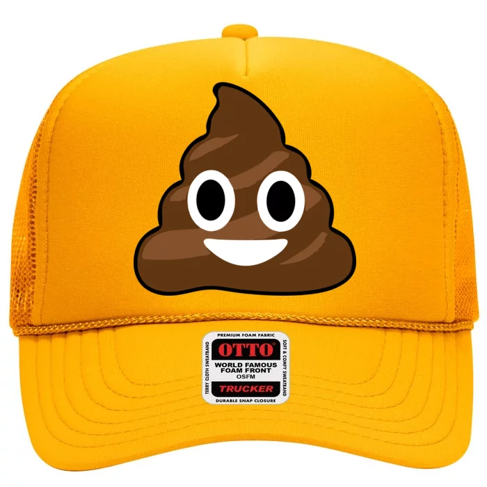 Poop Emoji Smiley Face Logo High Crown Mesh Trucker Hat