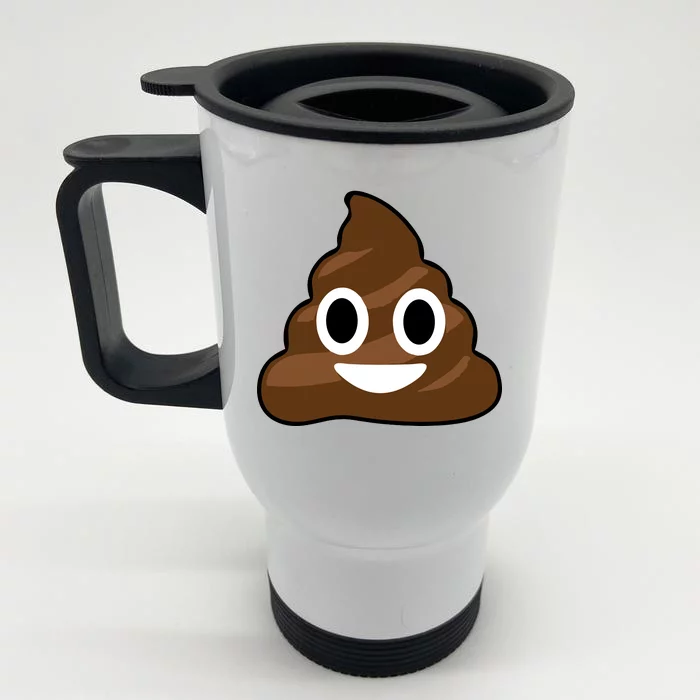 Poop Emoji Smiley Face Logo Front & Back Stainless Steel Travel Mug