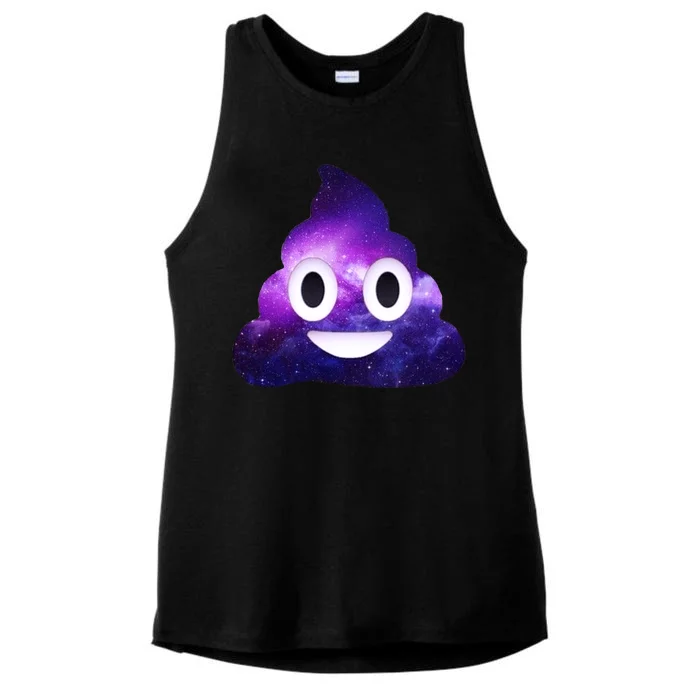 Poop In Space Galaxy Emoji Ladies Tri-Blend Wicking Tank