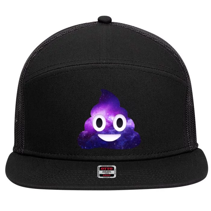 Poop In Space Galaxy Emoji 7 Panel Mesh Trucker Snapback Hat