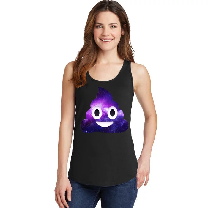 Poop In Space Galaxy Emoji Ladies Essential Tank