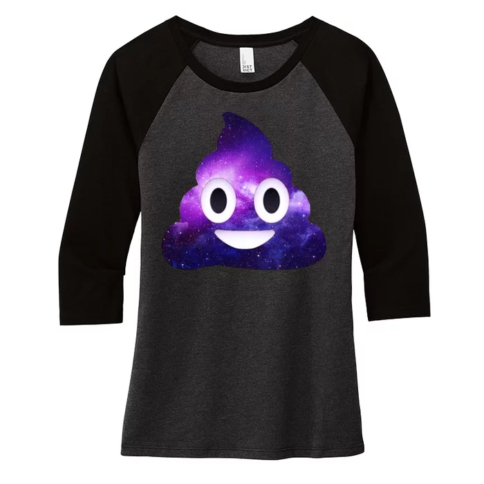 Poop In Space Galaxy Emoji Women's Tri-Blend 3/4-Sleeve Raglan Shirt