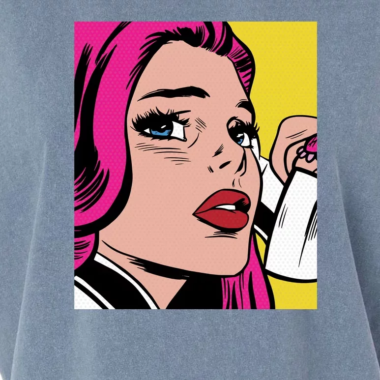 Pop Art Girl Phone Garment-Dyed Women's Muscle Tee