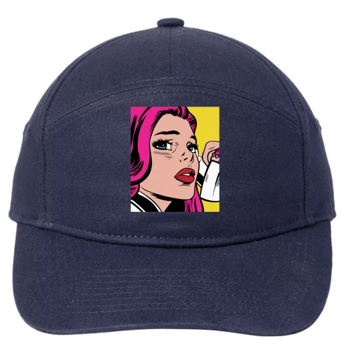 Pop Art Girl Phone 7-Panel Snapback Hat