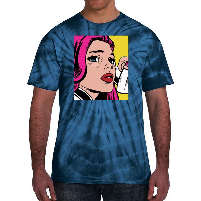 Pop Art Girl Phone Tie-Dye T-Shirt