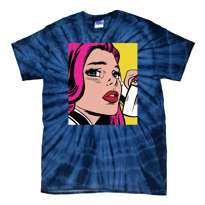 Pop Art Girl Phone Tie-Dye T-Shirt