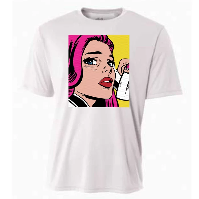 Pop Art Girl Phone Cooling Performance Crew T-Shirt