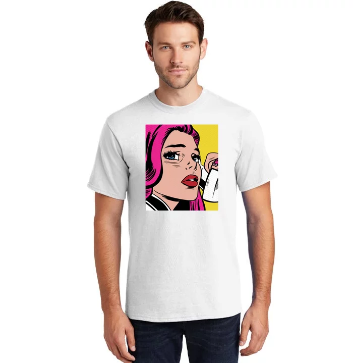 Pop Art Girl Phone Tall T-Shirt