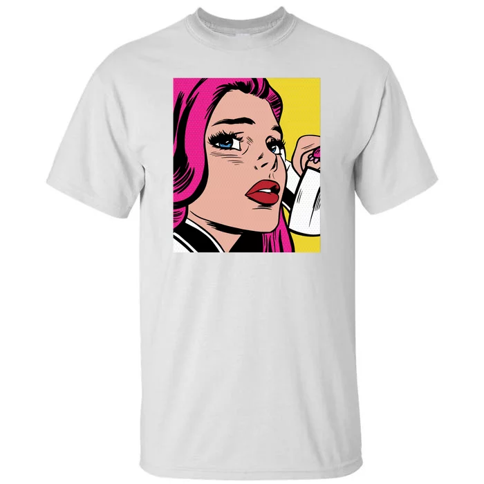 Pop Art Girl Phone Tall T-Shirt