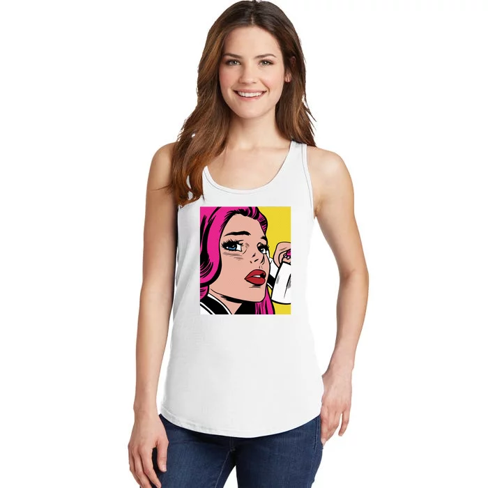 Pop Art Girl Phone Ladies Essential Tank