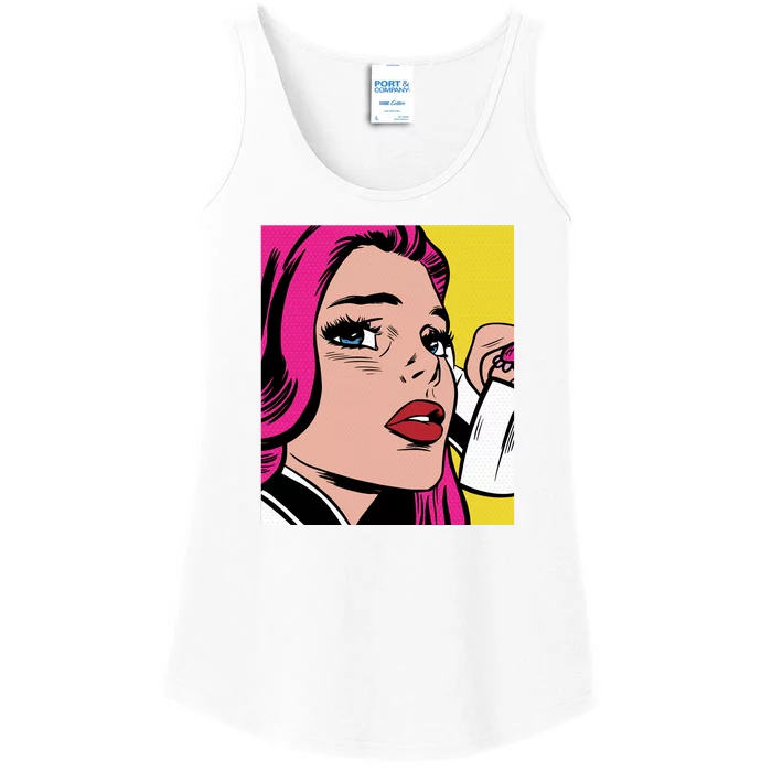 Pop Art Girl Phone Ladies Essential Tank