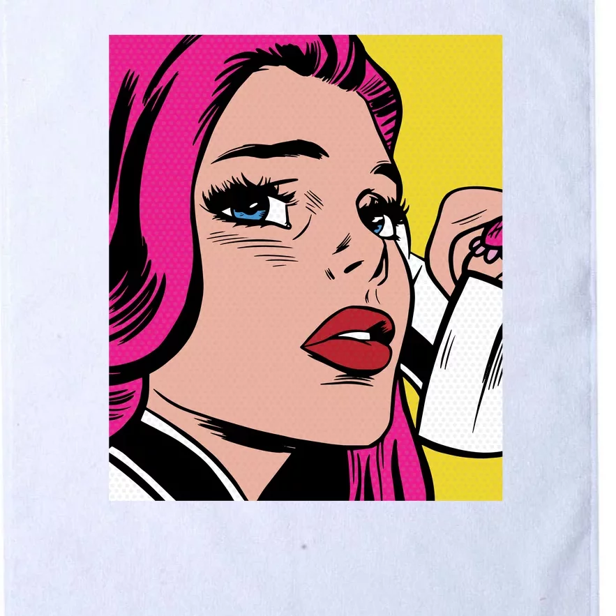 Pop Art Girl Phone Platinum Collection Golf Towel