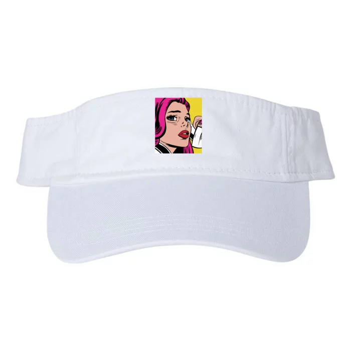 Pop Art Girl Phone Valucap Bio-Washed Visor