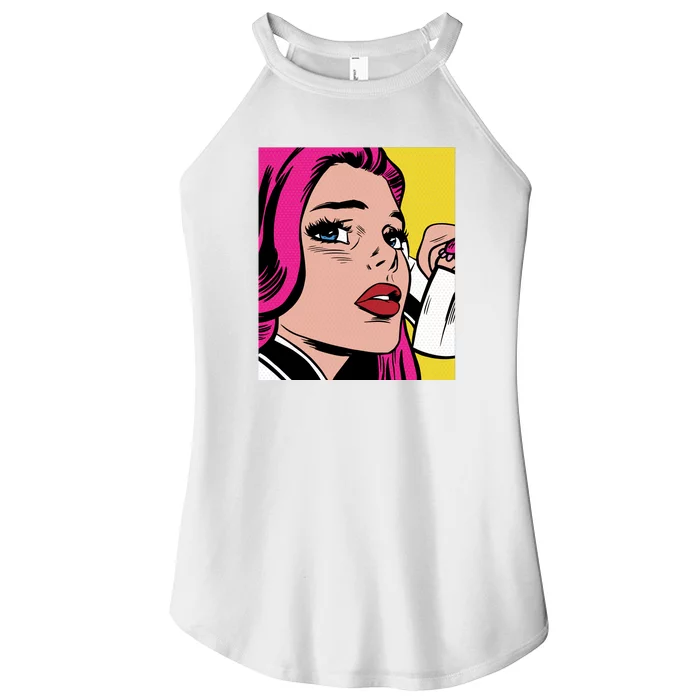 Pop Art Girl Phone Women’s Perfect Tri Rocker Tank