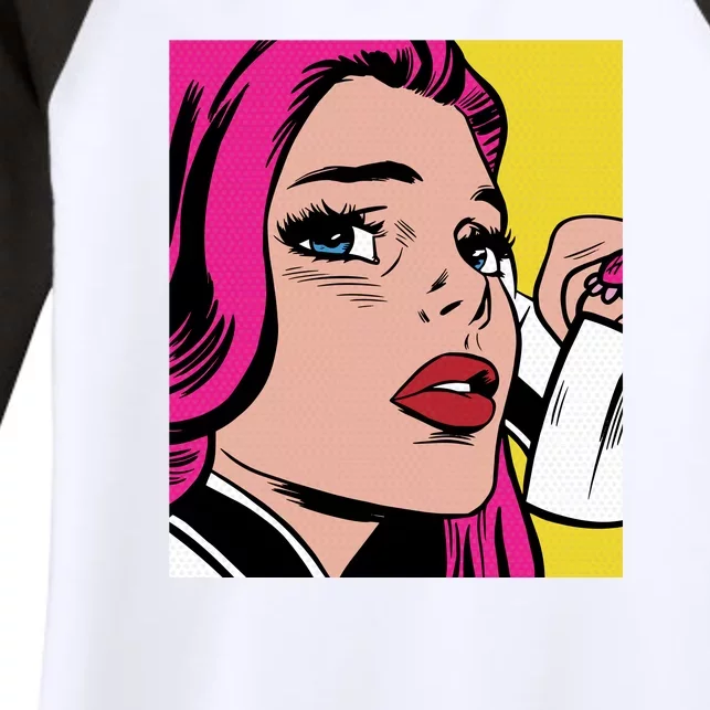 Pop Art Girl Phone Women's Tri-Blend 3/4-Sleeve Raglan Shirt