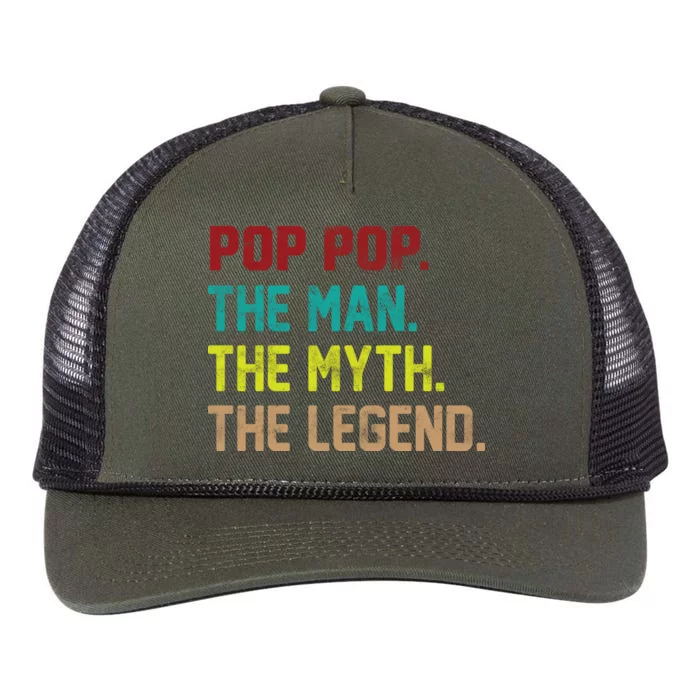 Pop Pop The Man The Myth The Legend Retro Rope Trucker Hat Cap