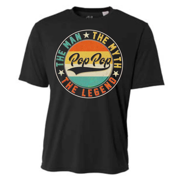 Pop Pop Vintage The Man Myth Legend Emblem Cooling Performance Crew T-Shirt