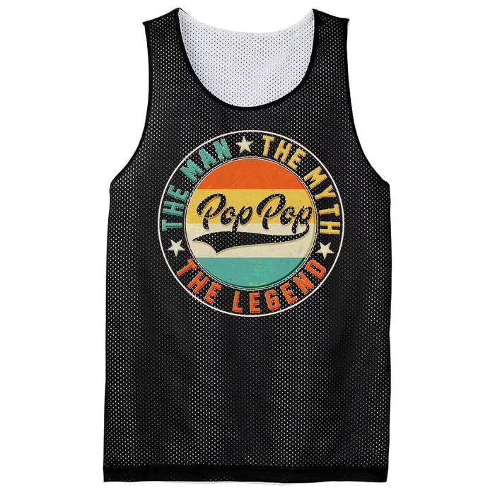 Pop Pop Vintage The Man Myth Legend Emblem Mesh Reversible Basketball Jersey Tank