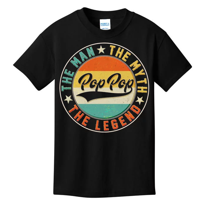 Pop Pop Vintage The Man Myth Legend Emblem Kids T-Shirt