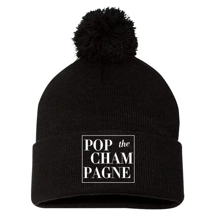 Pop The Champagne Pom Pom 12in Knit Beanie