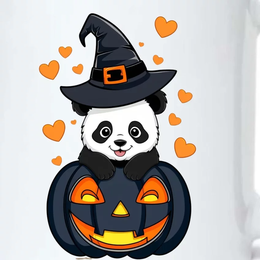 Panda On Pumpkin Witch Hat Pumpkin Face Halloween Panda Black Color Changing Mug