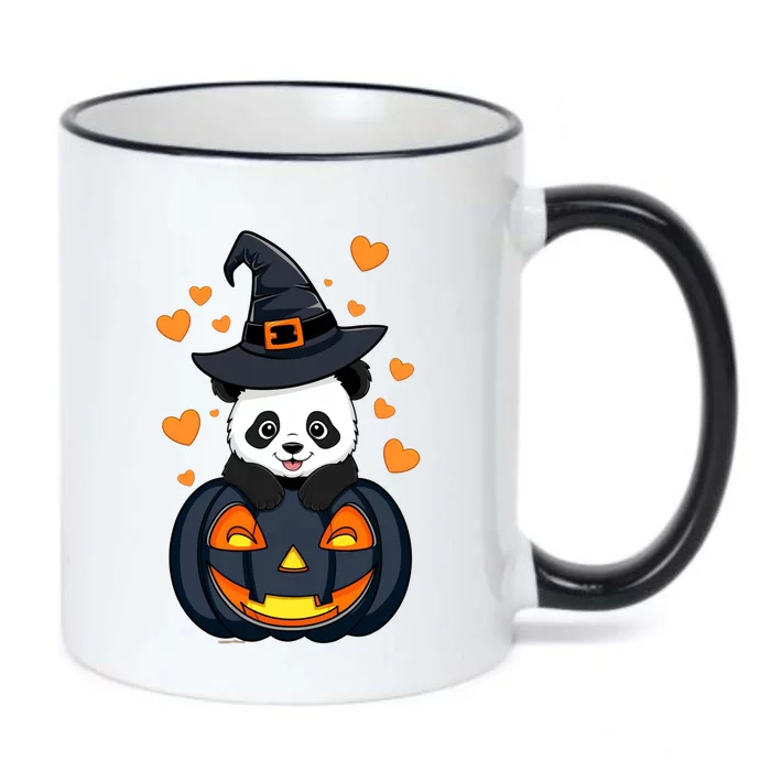 Panda On Pumpkin Witch Hat Pumpkin Face Halloween Panda Black Color Changing Mug